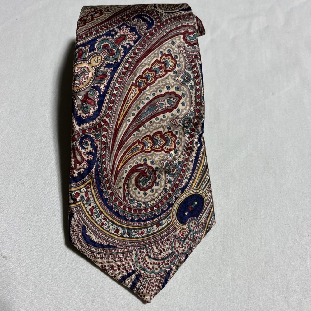 Tattersall  Mens Silk‎ Tie Designer  Paisley Necktie 100% Silk 61" Long Vtg